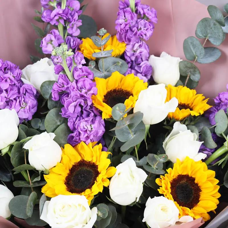Sunshine Sunflowers and Roses Bouquet - Flowers gift from Buy Any Flowers Dubai in Al Quoz Industrial Area 4, Dubai, UAE - image 4