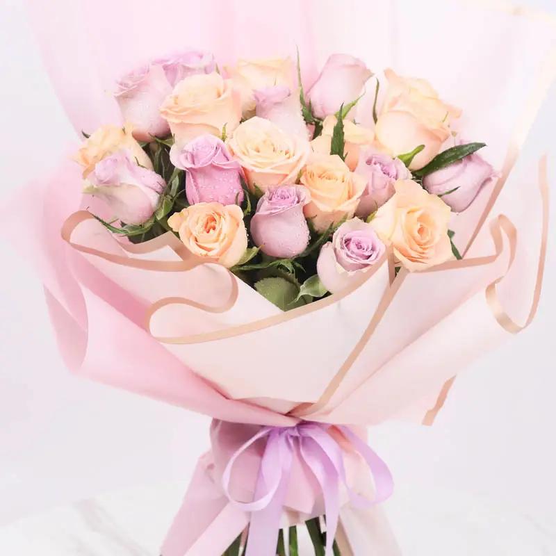 Subtle 21 Peach and Purple Roses Bouquet - Flowers gift from Buy Any Flowers Dubai in Al Quoz Industrial Area 4, Dubai, UAE - image 2