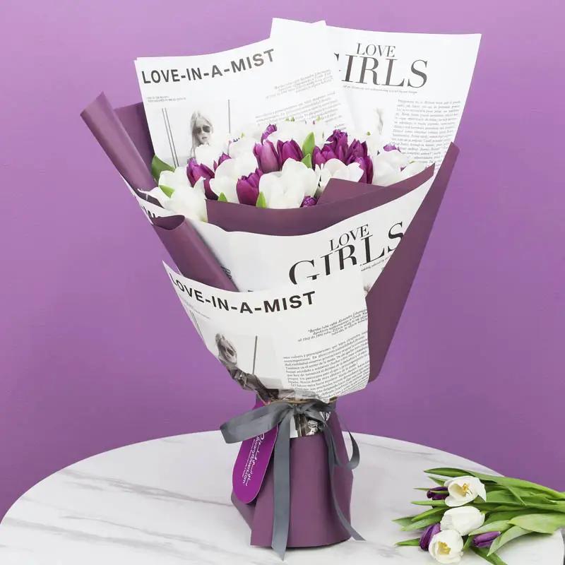 Beauty 75 Purple and White Tulips Bouquet thumbnail 1
