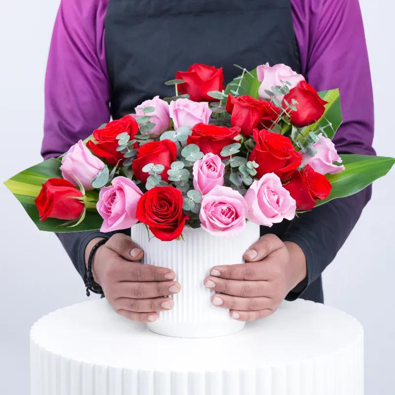 Blush Red and Pink Roses Arrangement with Chocolates - Gift Sets gift from Buy Any Flowers Dubai in Al Quoz Industrial Area 4, Dubai, UAE - image 3