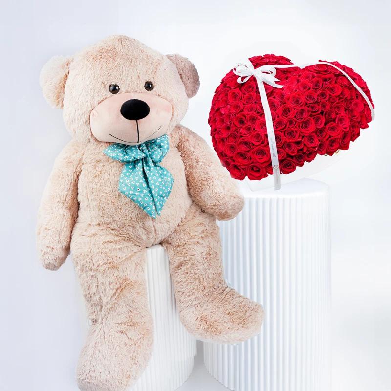 Eternal Love 201 Red Roses 3D Heart Arrangement With Teddy in Dubai
