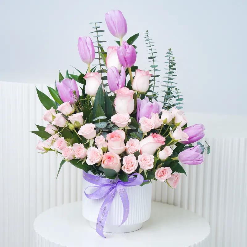 Violet Elegance Flowers in Ceramic Pot - Flowers gift from Buy Any Flowers Dubai in Al Quoz Industrial Area 4, Dubai, UAE