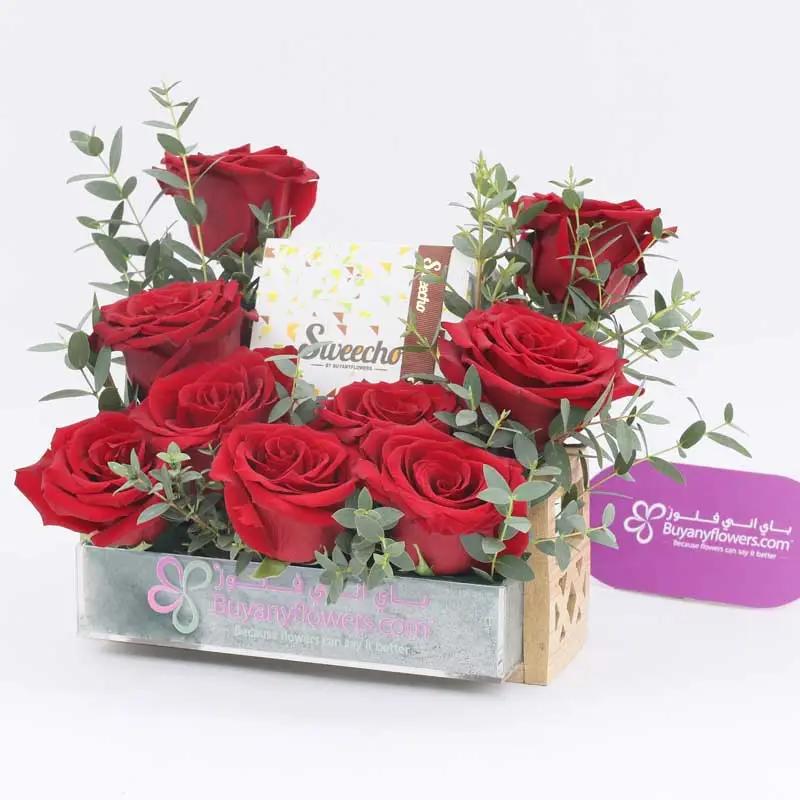 Choco Love 9 Red Roses Tray and Table Top thumbnail 2