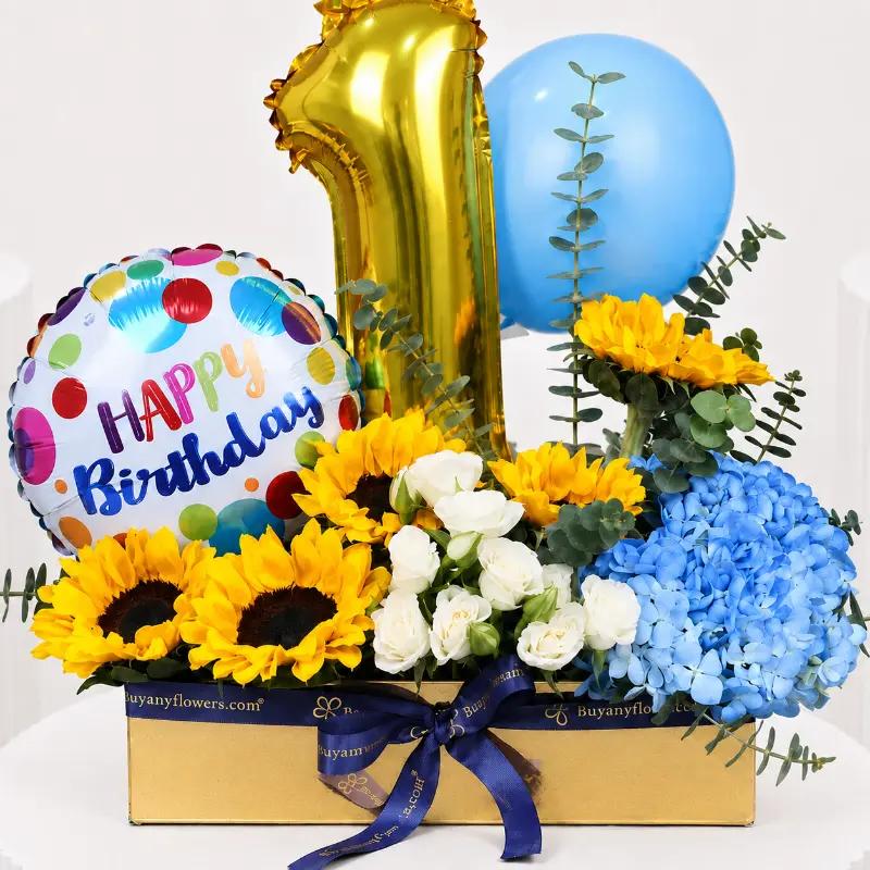 Customize Birthday Sunshine Flower Arrangement - Flowers gift from Buy Any Flowers Dubai in Al Quoz Industrial Area 4, Dubai, UAE - image 2