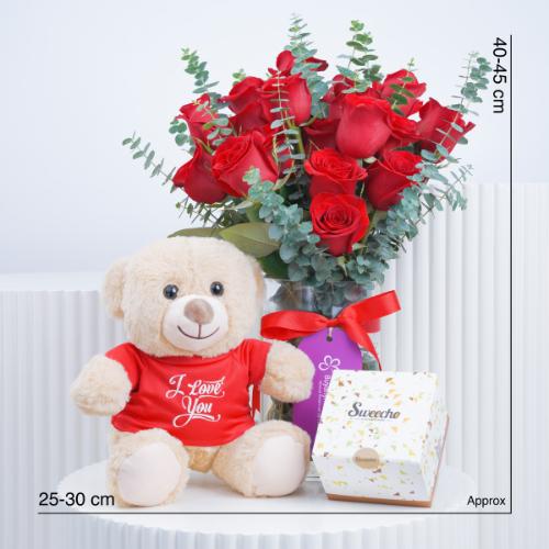 Beauty 21 Red Roses Vase Trio - Gift Sets gift from Buy Any Flowers Dubai in Al Quoz Industrial Area 4, Dubai, UAE - image 5