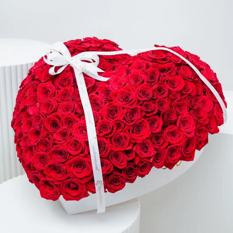 Eternal Love 201 Red Roses 3D Heart Arrangement - Flowers gift from Buy Any Flowers Dubai in Al Quoz Industrial Area 4, Dubai, UAE