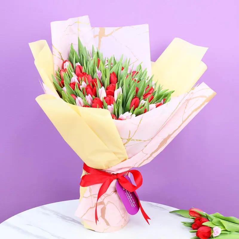 Mysterious 101 Red and Pink Tulips Bouquet - Flowers gift from Buy Any Flowers Dubai in Al Quoz Industrial Area 4, Dubai, UAE