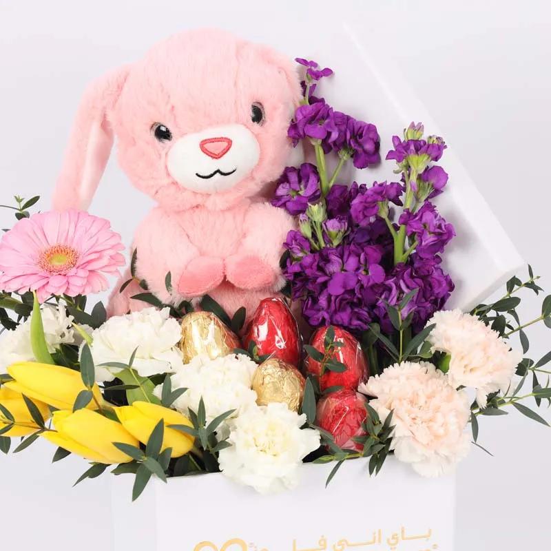 Easter Bunny Eggs and Flower Box Pink - Flowers gift from Buy Any Flowers Dubai in Al Quoz Industrial Area 4, Dubai, UAE - image 3