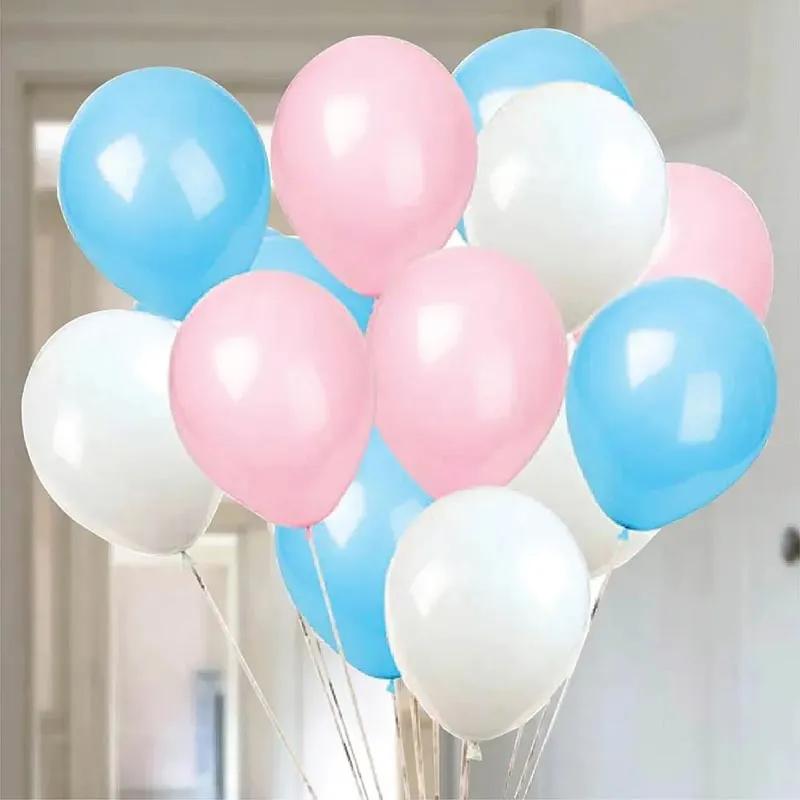 Pink Blue N White Helium Balloons 12 Pcs thumbnail 2