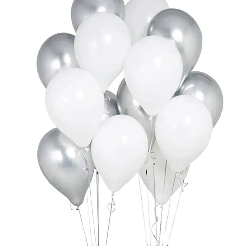 White N Silver Helium Balloons 12 Pcs - Gifts gift from Buy Any Flowers Dubai in Al Quoz Industrial Area 4, Dubai, UAE - image 2