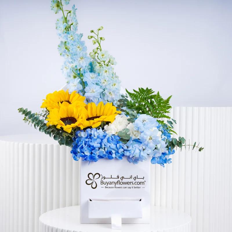 Sun and Sky Harmony Flower Box - Flowers gift from Buy Any Flowers Dubai in Al Quoz Industrial Area 4, Dubai, UAE