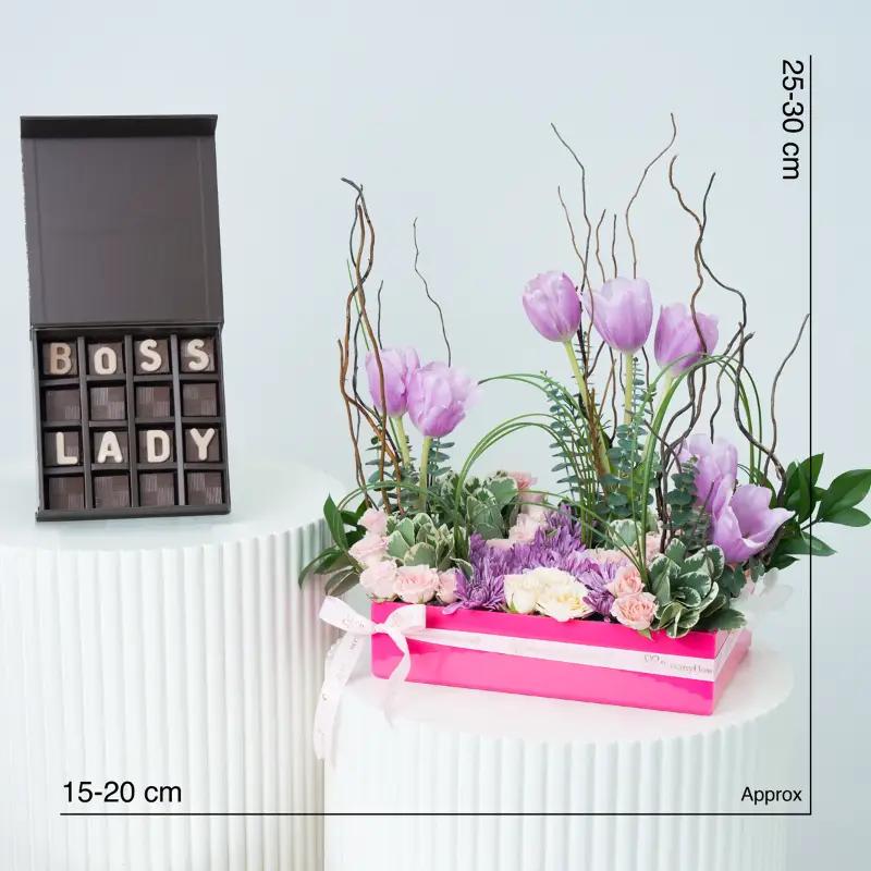 Lilac Charm Flower Arrangement With Chocolate - Gift Sets gift from Buy Any Flowers Dubai in Al Quoz Industrial Area 4, Dubai, UAE - image 3