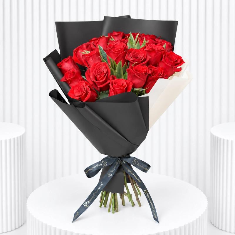 Beauty 21 Red Roses Bouquet - Flowers gift from Buy Any Flowers Dubai in Al Quoz Industrial Area 4, Dubai, UAE