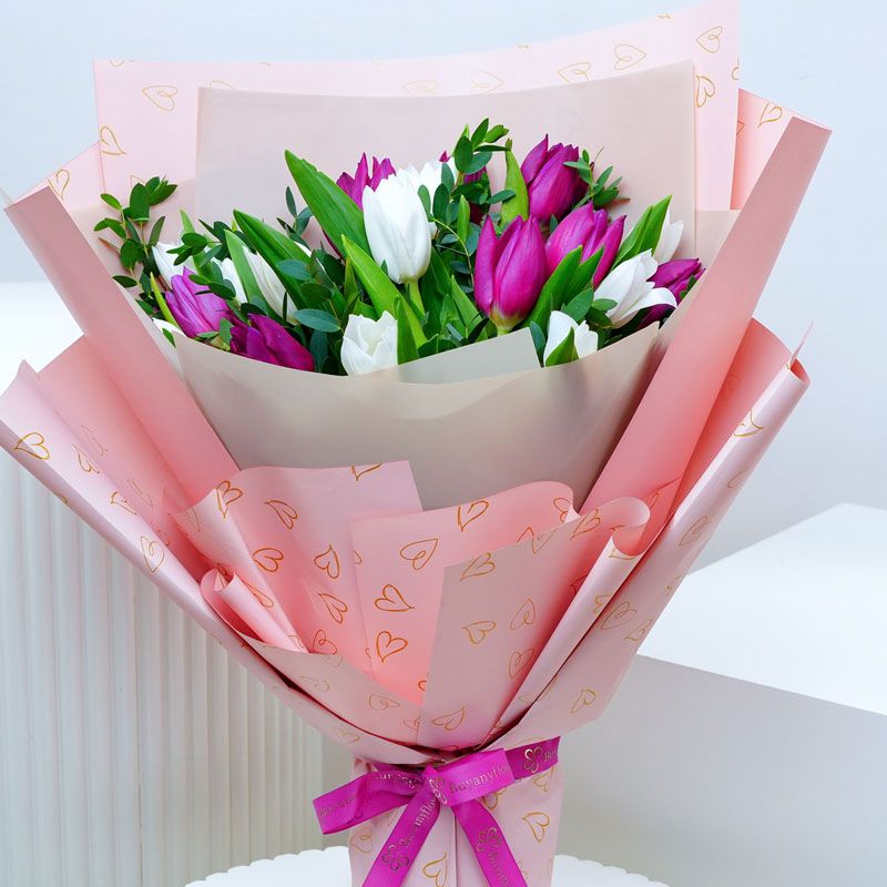 Beauty 21 Purple and White Tulips Bouquet - Flowers gift from Buy Any Flowers Dubai in Al Quoz Industrial Area 4, Dubai, UAE - image 3