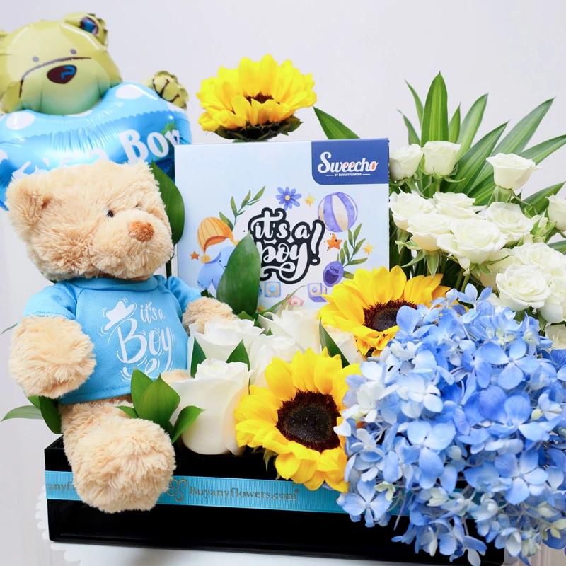 Welcome Baby Boy Flower Hamper thumbnail 4