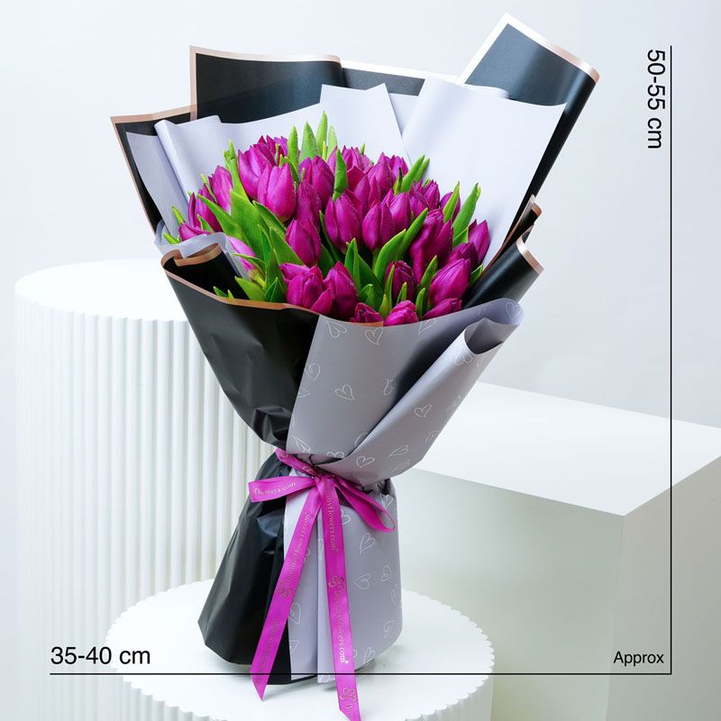Purple Beauty 51 Tulips Bouquet thumbnail 3