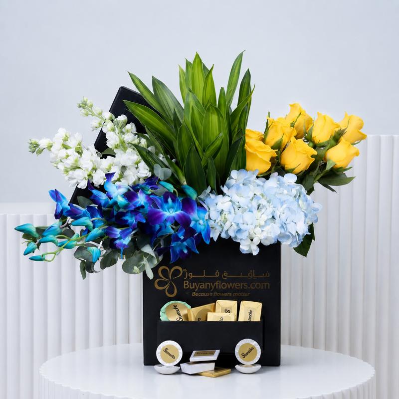 Alpha Flowers and Chocolate Box - Flowers gift from Buy Any Flowers Dubai in Al Quoz Industrial Area 4, Dubai, UAE