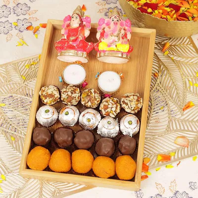 Diwali Sweets and Chocolates Tray with Idols thumbnail 3