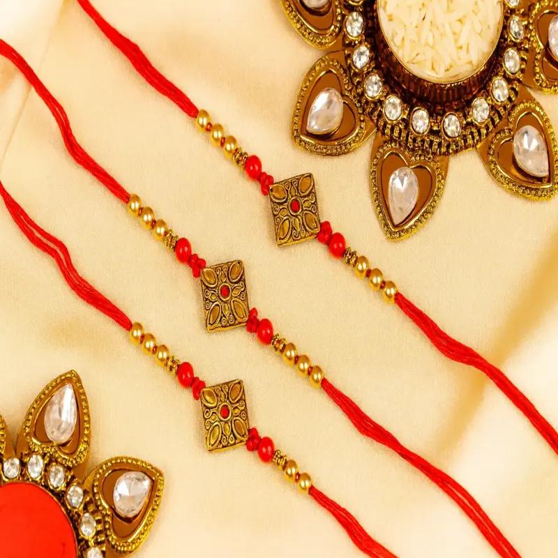 Antique Kundan Rakhi Set of 3 - Gifts gift from Buy Any Flowers Dubai in Al Quoz Industrial Area 4, Dubai, UAE