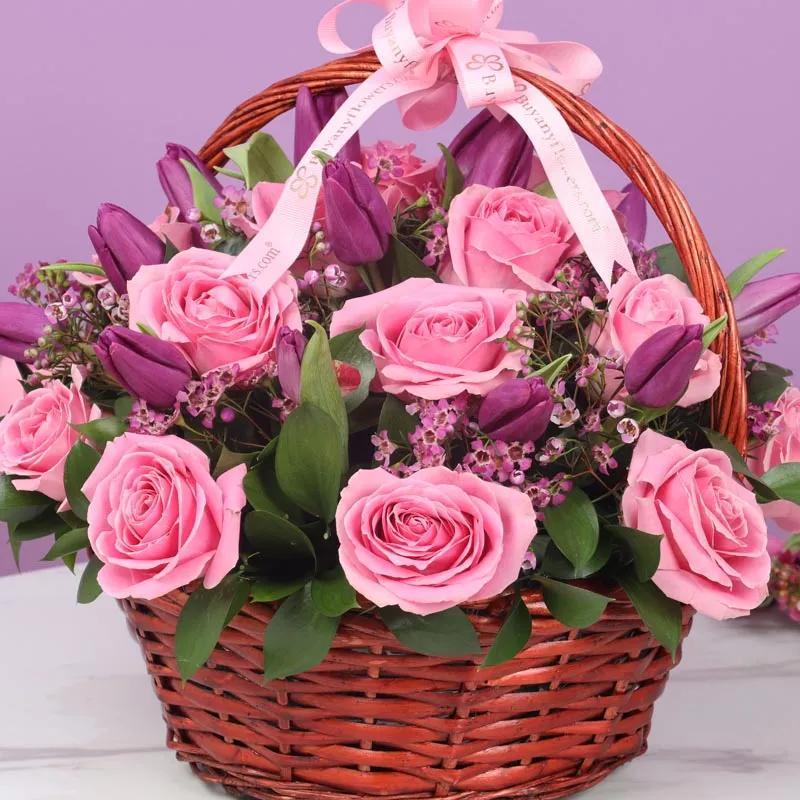 Allure 35 Roses and Tulips Basket thumbnail 2