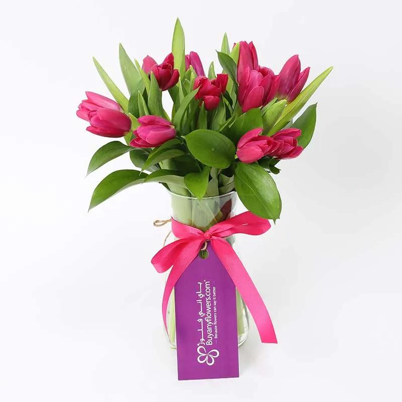Ruby 11 Dark Pink Tulips - Flowers gift from Buy Any Flowers Dubai in Al Quoz Industrial Area 4, Dubai, UAE