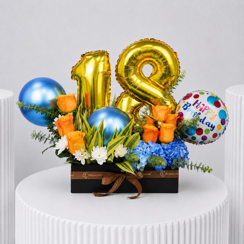Customize Alpha Birthday Flower Arrangement - Flowers gift from Buy Any Flowers Dubai in Al Quoz Industrial Area 4, Dubai, UAE