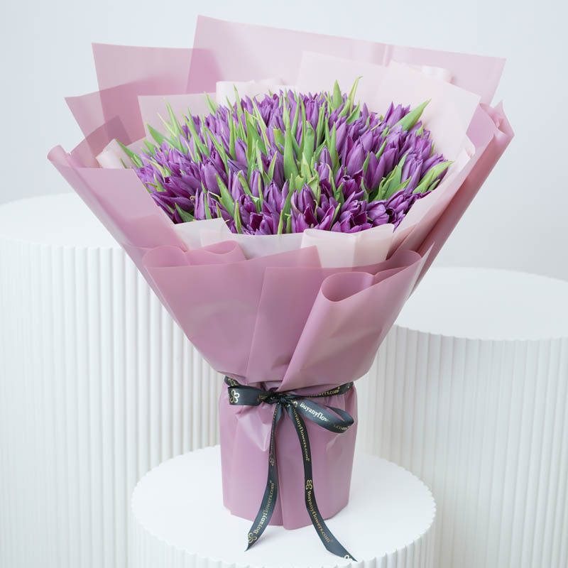 Purple Beauty 101 Tulips Bouquet 1