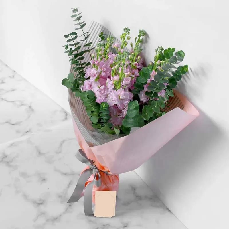 Lovely Matthiola Bouquet and Personalised Cushion - Flowers gift from Buy Any Flowers Dubai in Al Quoz Industrial Area 4, Dubai, UAE - image 2