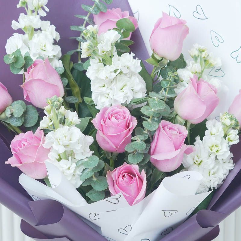 Tender Charm Roses and Stocks Bouquet thumbnail 3