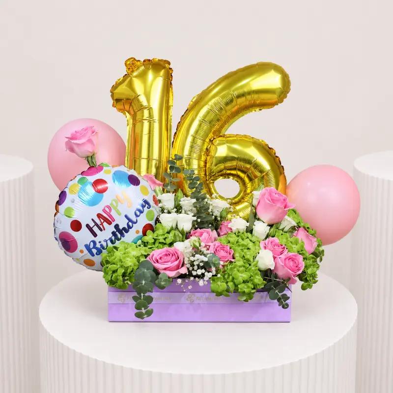 Customize Birthday Charm Flower Arrangement - Flowers gift from Buy Any Flowers Dubai in Al Quoz Industrial Area 4, Dubai, UAE