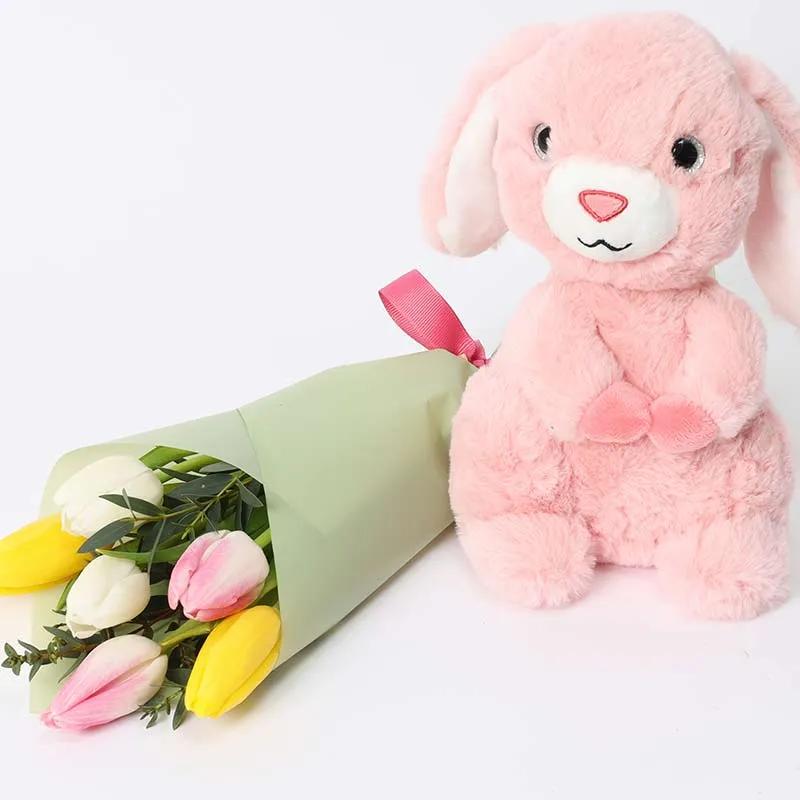 Natures Bulb and Pink Bunny Soft Toy - Gift Sets gift from Buy Any Flowers Dubai in Al Quoz Industrial Area 4, Dubai, UAE - image 2