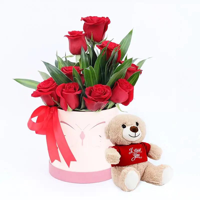Innocence 9 Red Roses Box and I Love You Teddy thumbnail 1