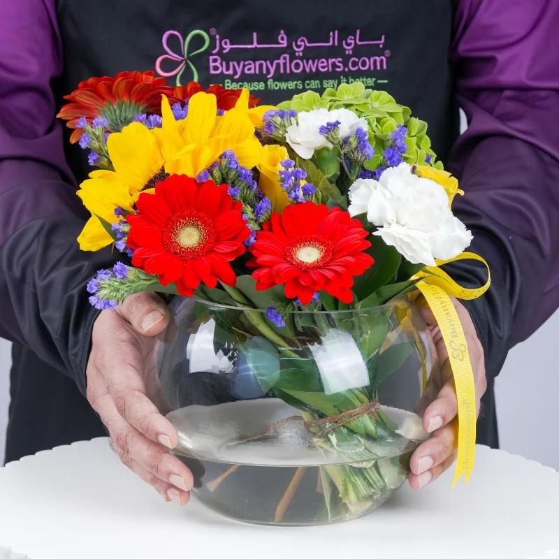 Wishes Mix Flowers in Fish Bowl - Flowers gift from Buy Any Flowers Dubai in Al Quoz Industrial Area 4, Dubai, UAE - image 3