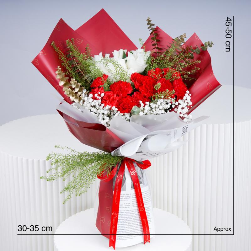 Aura 21 Carnations and Roses Bouquet - Flowers gift from Buy Any Flowers Dubai in Al Quoz Industrial Area 4, Dubai, UAE - image 4