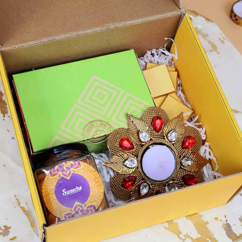 Diwali Sweets and Savoury Yellow Gift Box thumbnail 3