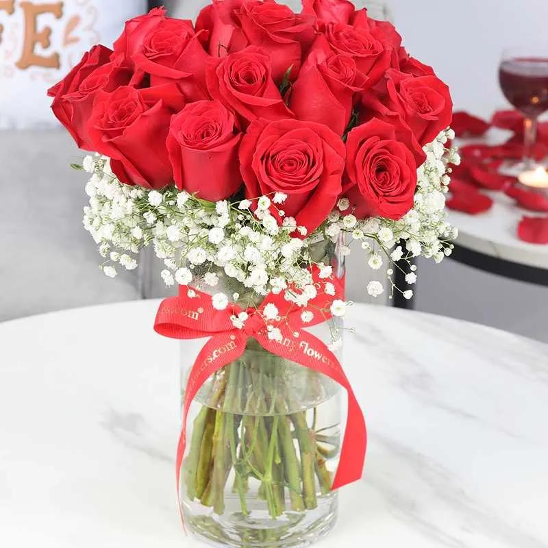 Love 21 Red Roses in Vase - Flowers gift from Buy Any Flowers Dubai in Al Quoz Industrial Area 4, Dubai, UAE - image 2