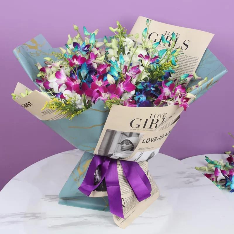 Wishes 33 Mix Orchid Bouquet - Flowers gift from Buy Any Flowers Dubai in Al Quoz Industrial Area 4, Dubai, UAE