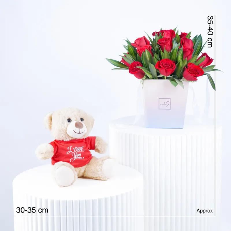 Box Of Love 21 Red Roses With Teddy - Gift Sets gift from Buy Any Flowers Dubai in Al Quoz Industrial Area 4, Dubai, UAE - image 3