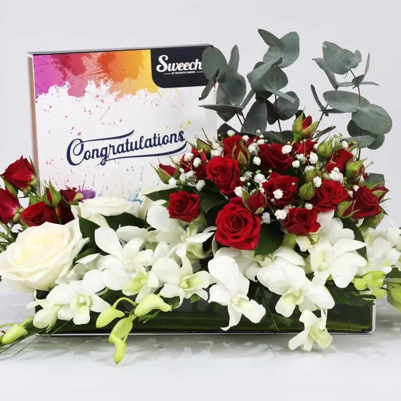 Congratulations Flowers and Chocolates Arrangement thumbnail 2