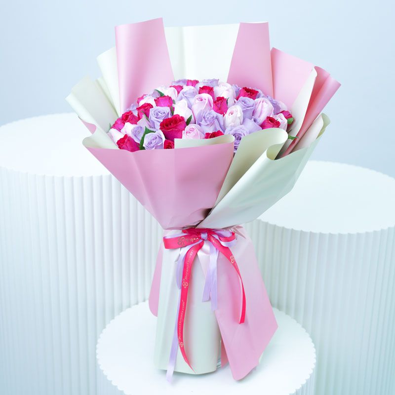 Sweet and Gentle 51 Roses Bouquet 1