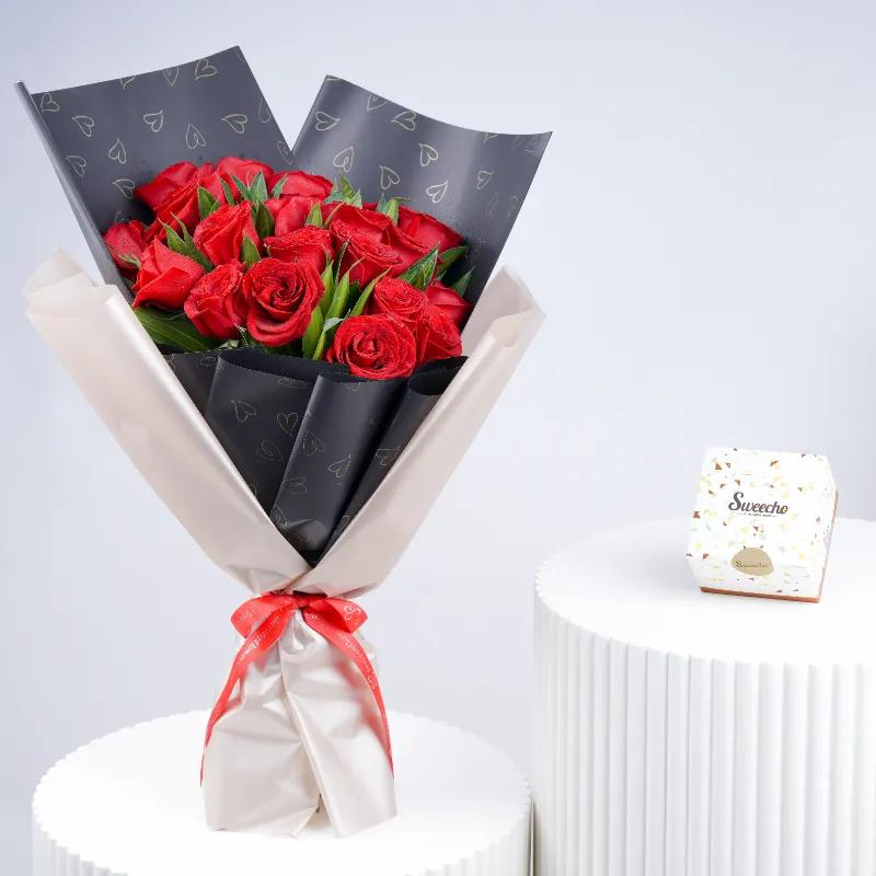 Deep Emotions 21 Red Roses Bouquet With Chocolate in Dubai