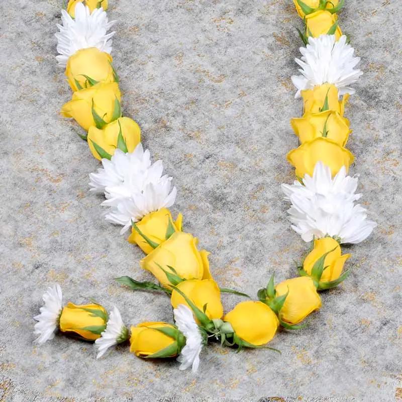 Yellow Roses and White Chrysanthemum Garland thumbnail 2