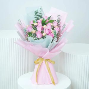 Love 11 Pink Roses and Ferrero Bouquet 1