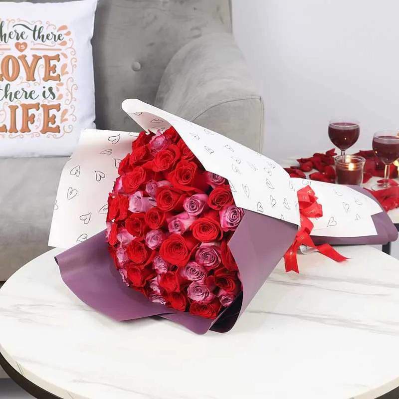 Queen of Heart 51 Roses Bouquet thumbnail 4