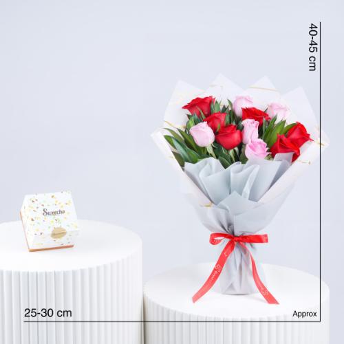 Cute 11 Roses Bouquet and Chocolates 250gm - Gift Sets gift from Buy Any Flowers Dubai in Al Quoz Industrial Area 4, Dubai, UAE - image 4
