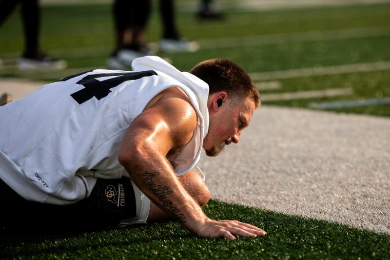 Bo LaPenna warming up at Bobby Dodd Stadium