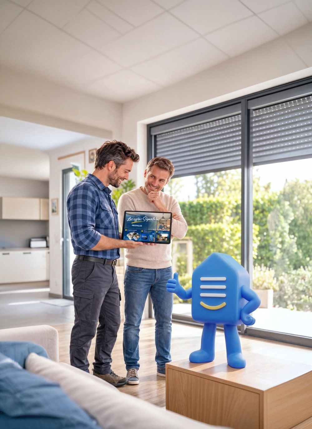 Deux professionnels présentant une tablette