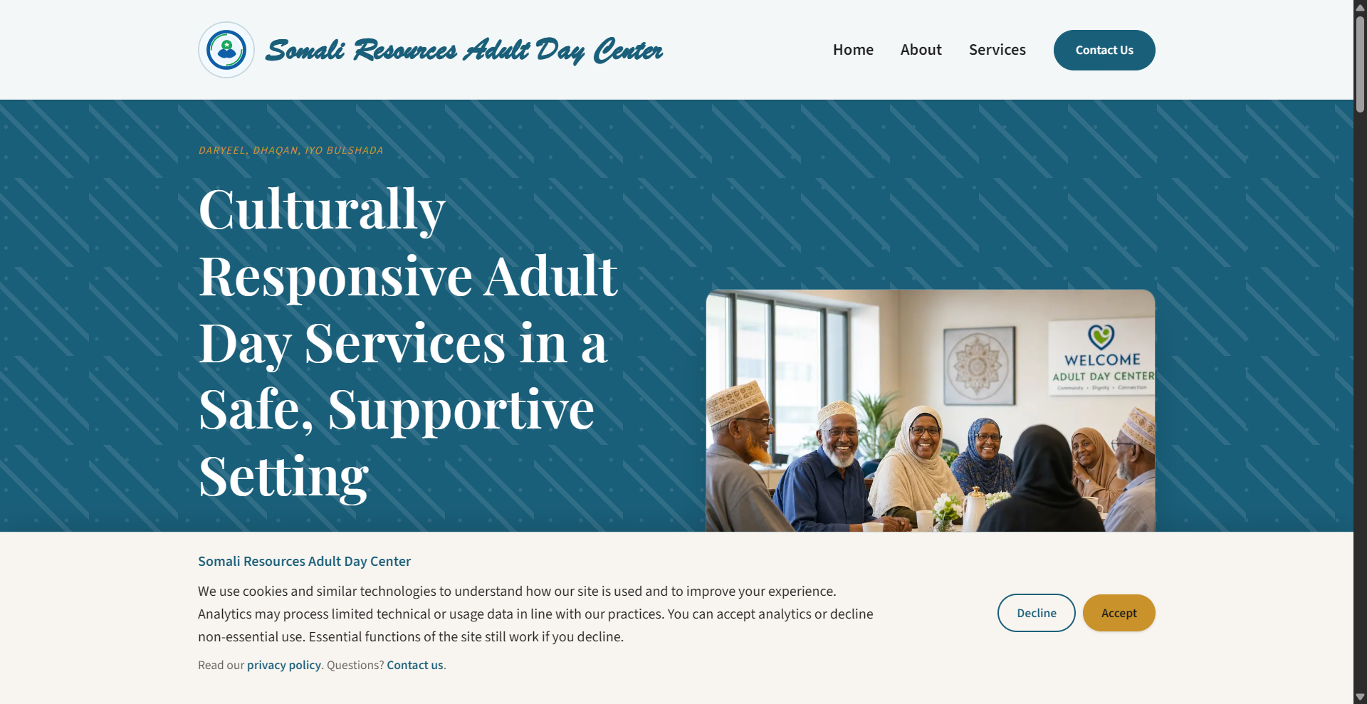 Somali Resources Adult Day Center website screenshot