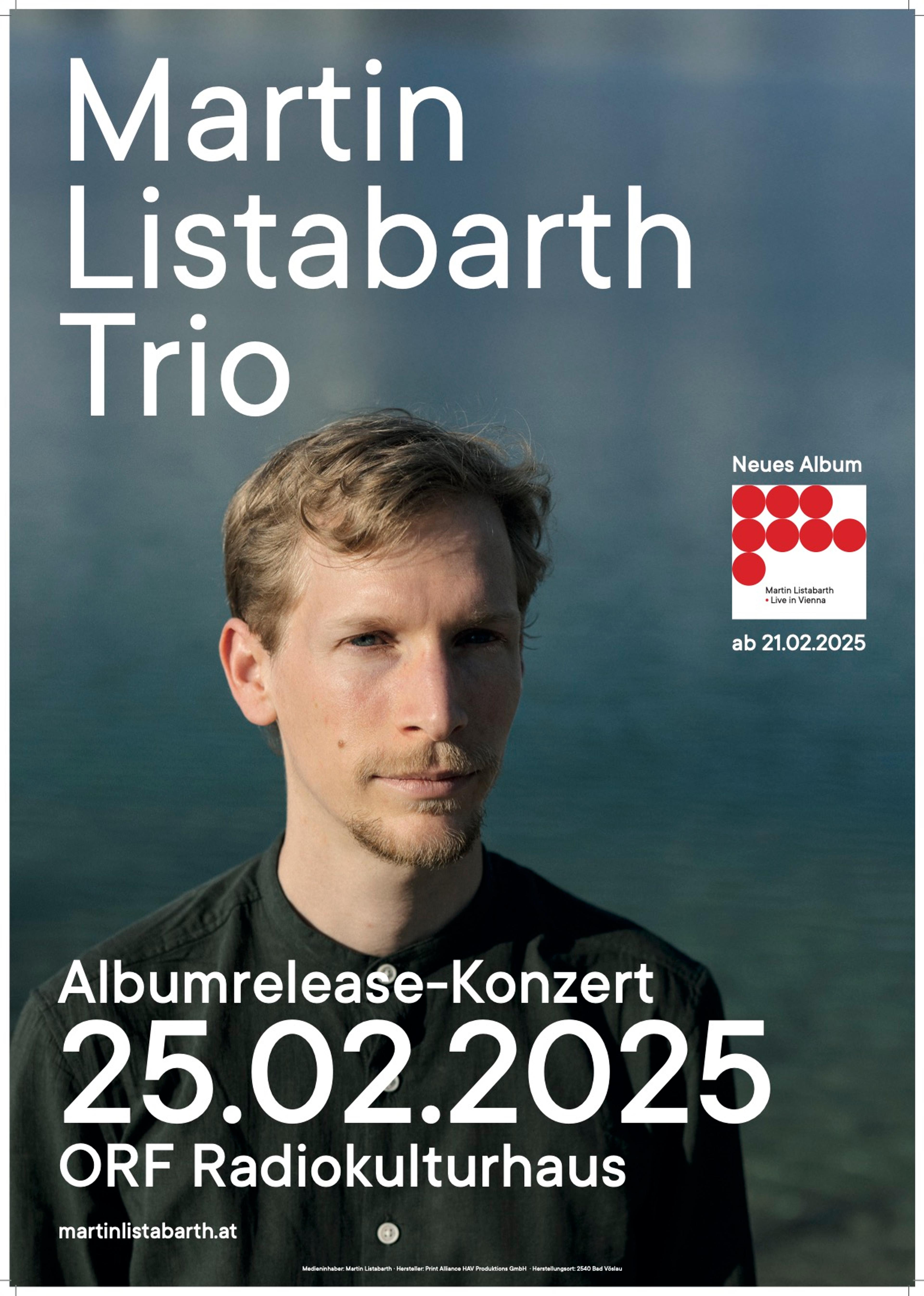 Konzertplakat für das Konzert mit dem Martin Listabarth Trio im ORF Radiokulturhaus Wien