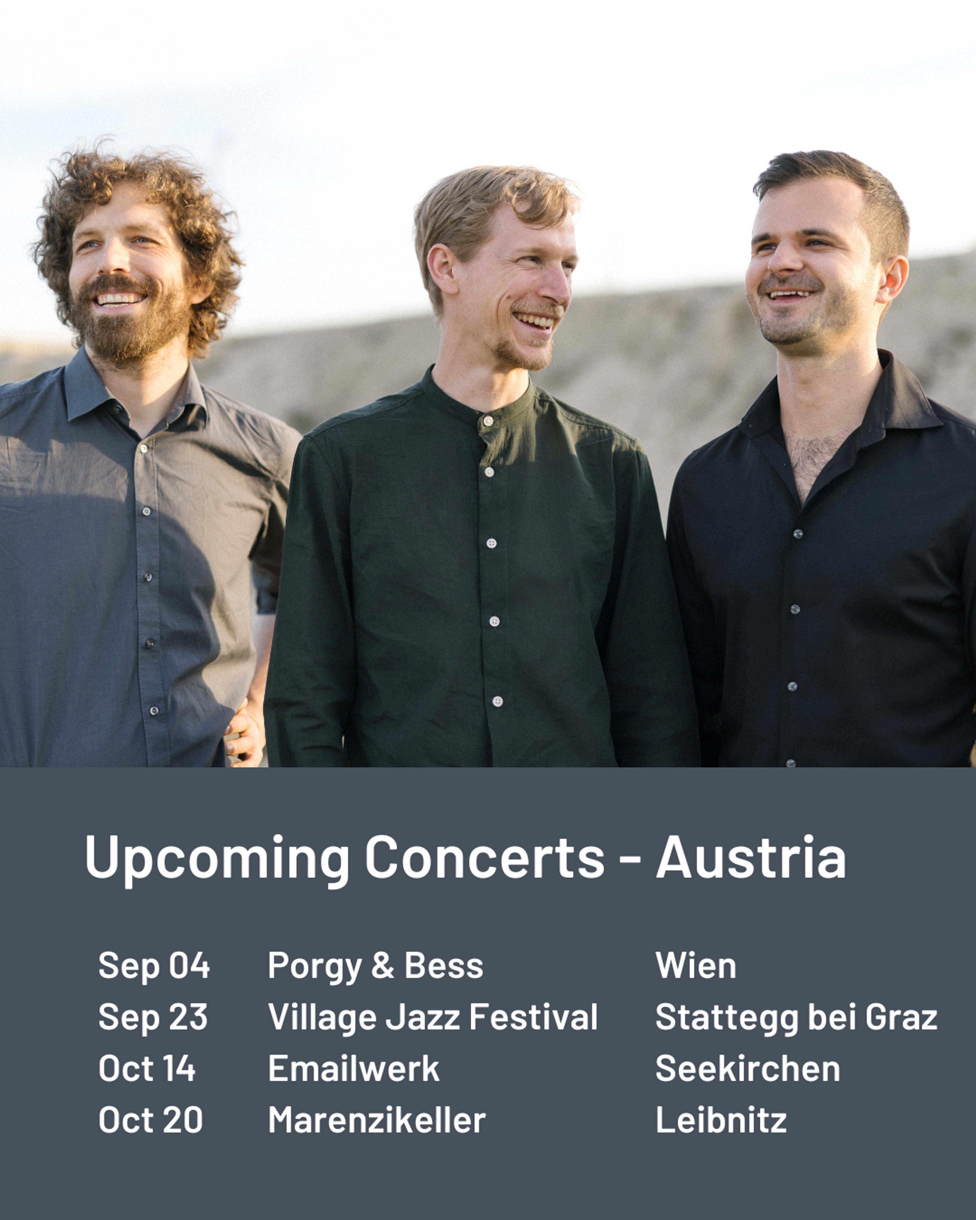 Tourdaten der Österreich Konzerte im September und Oktober 2023